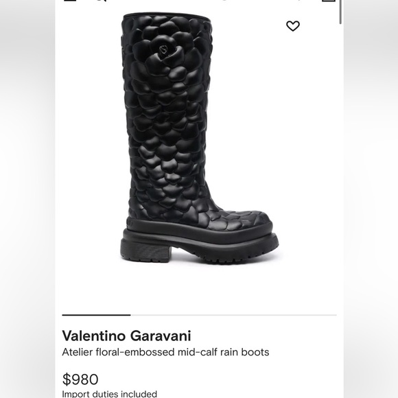 NEW Valentino Garavani Atelier Black rose flower rain boots - Picture 3 of 14